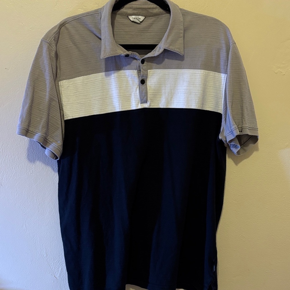 Calvin Klein Men's Polo Shirt - Black, White, Tan